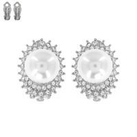 RHINESTONE AND PEARL CLIP EARRING