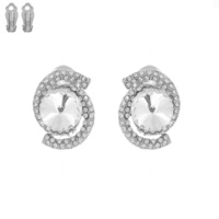 EVENING GLAM CRYSTAL ORBIT HALO STUD CLIP ON EARRINGS