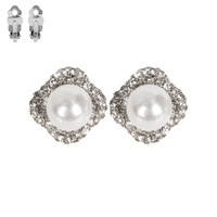 RHINESTONE AND PEARL CLIP EARRING