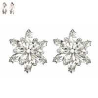 GEMSTONE FLOWER SNOWFLAKE EVENING CLIP ON EARRINGS