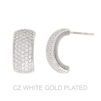 GOLD PLATED CZ CHUNKY OPEN HOOP EARRINGS