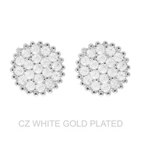 GOLD PLATED CZ PAVE DISC STUD EARRINGS