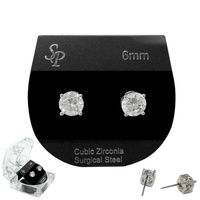 6Mm Cz Stud Earrings With Box Ecz1756Rcl