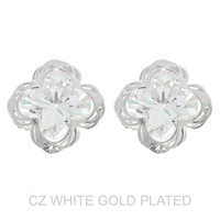 GOLD PLATED CZ QUATREFOIL STUD EARRINGS