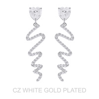 GOLD PLATED CZ HEARTBEAT DROP EARRINGS