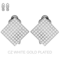 GOLD PLATED CZ KITE CLIP-ON STUD EARRINGS