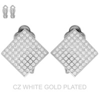 GOLD PLATED CZ KITE CLIP-ON STUD EARRINGS