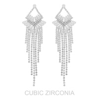CUBIC ZIRCONIA TASSEL CHANDELIER EARRINGS