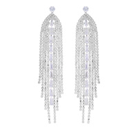 GOLD PLATED CZ TASSEL LONG DROP EARRINGS
