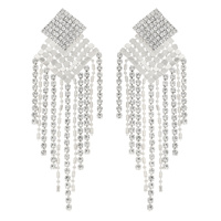 CRYSTAL RHINESTONE METALLIC MESH DROP TASSEL