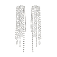 CRYSTAL GEMSTONE BAGUETTE CUT TASSEL EARRINGS