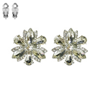 MARQUISE STONE FLOWER CLIP ON EARRING