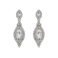 Dangly Leaf with Oval Gem and Stones Earrings