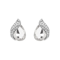 Teardrop Gem With Stone Leaf Stud Earrings