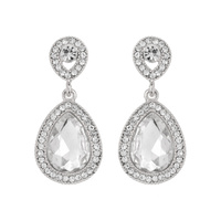 Dangly Teardrop Gem with Stone Edge Earrings