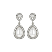 Dangly Teardrop Gem with Stone Edge Earrings