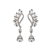 Leaf Cluster With Dangly Teardrop Gem Earrings Eq199Gpl
