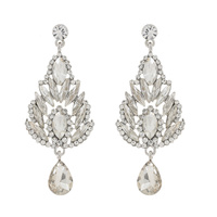 CRYSTAL RHINESTONE TEARDROP SHAPED CHANDELIER EARRINGS
