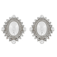 ART DECO OVAL SHAPED RHINESTONE CLUSTER DROP EARRINGS