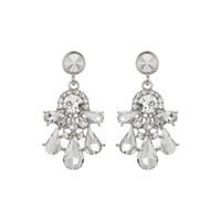 2-TIER CRYSTAL RHINESTONE TEARDROP CLUSTER DANGLE AND DROP EARRINGS