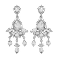 CRYSTAL RHINESTONE TEARDROP CLUSTER CHANDELIER EARRINGS