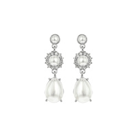 3-TIER FLORAL CRYSTAL RHINESTONE TEARDROP DANGLE AND DROP EARRINGS