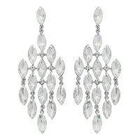 FASHION NAVETTE CUT CRYSTAL PAGEANT CHANDELIER DROP DANGLE EARRINGS