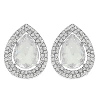 CRYSTAL TEARDROP HALO STUD EARRINGS