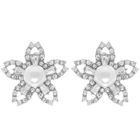 FLORAL CRYSTAL PEARL EARRINGS