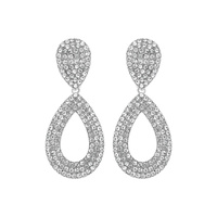 RHINESTONE PAVE HOOP POST EARRINGS