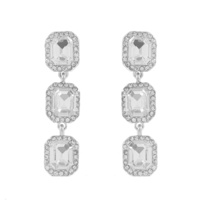 EVENING GLAM CRYSTAL 3-TIER OCTAGONAL HALO EARRINGS