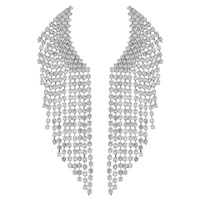 CRYSTAL RHINESTONE CRESCENT TASSEL DANGLE AND DROP EARRINGS