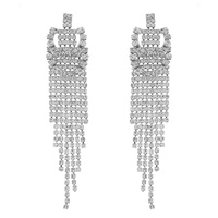 LAYERED LOOP TASSEL LONG DROP CRYSTAL EARRINGS
