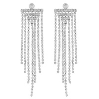 TAPERED TASSEL LONG DROP CRYSTAL EARRINGS
