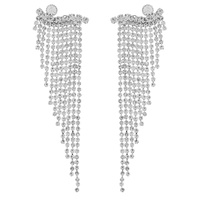 WAVE TASSEL LONG DROP CRYSTAL EARRINGS