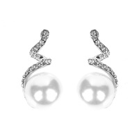 PEARL WITH STONE SWIRL DRESSY EARRINGS