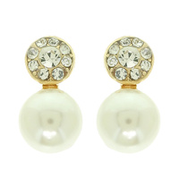 JEWELED WHITE PEARL EARRINGS