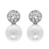 JEWELED WHITE PEARL EARRINGS