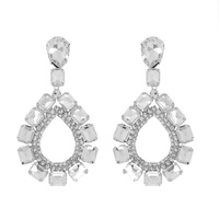 CRYSTAL 2-TIER OPEN TEARDROP LONG DROP EARRINGS