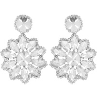 2-TIER FLORAL CRYSTAL RHINESTONE DROP EARRINGS