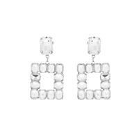 GEOMETRIC CRYSTAL GEMS OPEN SQUARE DANGLE EARRINGS