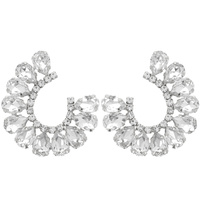 EVENING GLAM CRYSTAL C-SHAPE OPEN HOOP DROP EARRINGS