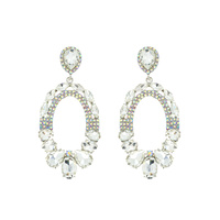 EVENING GLAM CRYSTAL GEM CHANDELIER LONG DROP EARRINGS