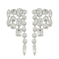 CRYSTAL GEMSTONE LONG DROP TASSEL EARRINGS