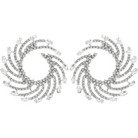 SPIRAL FAN OPEN CIRCLE MULTICOLOR CRYSTAL RHINESTONE STUD EARRINGS