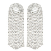 CRYSTAL RHINESTONE CENTER STONE ARCHED TASSEL LONG DROP EARRINGS