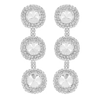 3-TIER TRIPLE HALO LONG DROP CRYSTAL EARRINGS