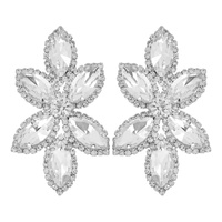 CRYSTAL PAVE FLORAL MARQUISE STONE CLUSTER EARRINGS