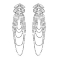 CRYSTAL RHINESTONE CHAIN LOOP TASSEL EARRINGS
