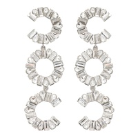 3-TIER CRYSTAL GEMSTONE CIRCULAR C-SHAPE EARRINGS